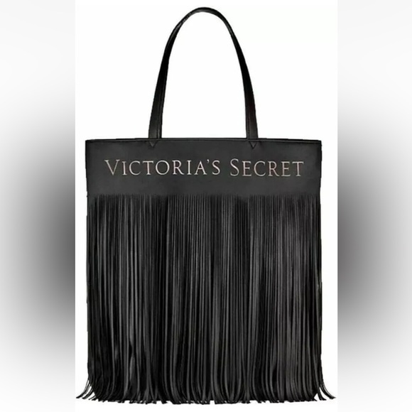NWT Limited Edition Victoria's Secret Large Fringe Faux Leather Tote - Picture 2 of 11